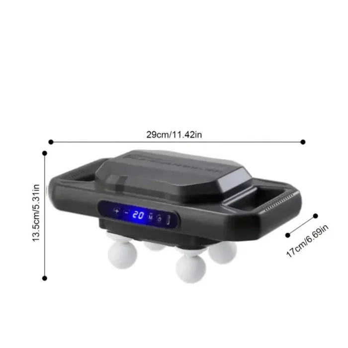 4 Başlıklı Masaj Tabancası – 12W Derin Doku &amp; Kas Ağrısı Giderici, 20 Seviye &amp; 6 Mod - Siyah (5047)