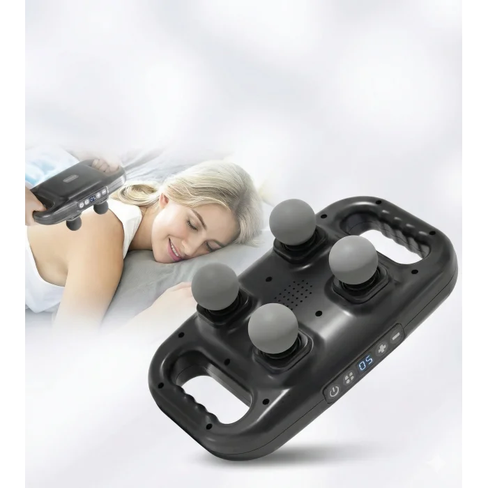 4 Başlıklı Masaj Tabancası - Ergonomik Derin Doku Sırt ve Boyun Masaj Aleti Ağrı ve Sızı Giderici