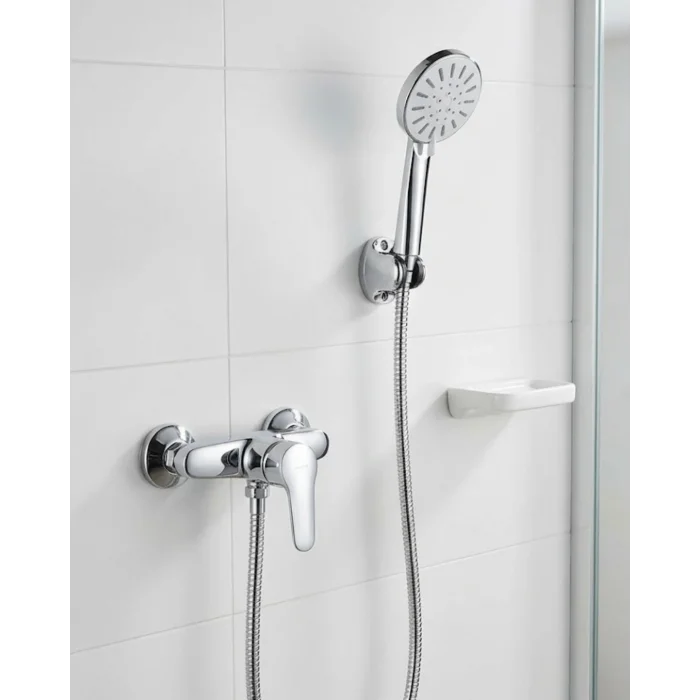 4 Fonksiyonlu Krem El Duşu Seti Spiral Hortum ve Duş Askısı