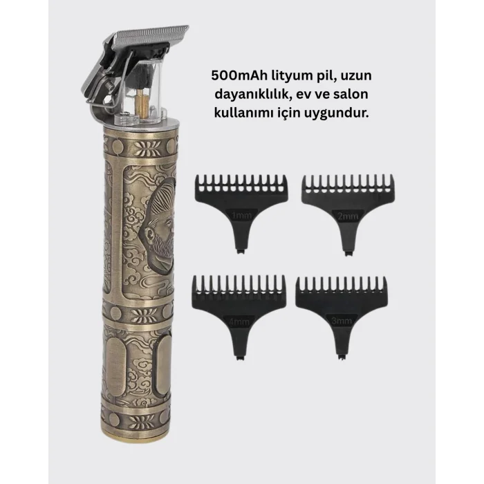 4 Kılavuz Taraklı Profesyonel Saç ve Sakal Kesme Makinesi