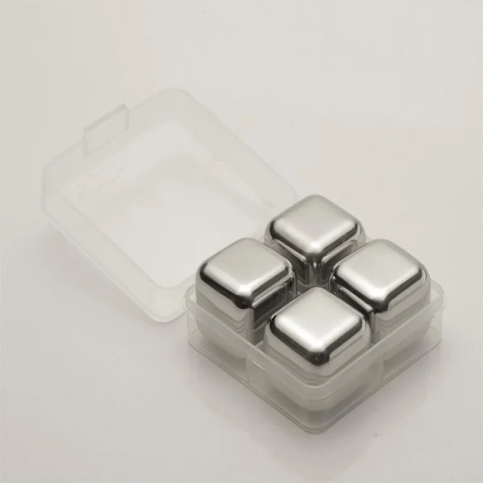 4lü Çelik Metal Kaplama Viski Taşı Soğutma Buz Küpü