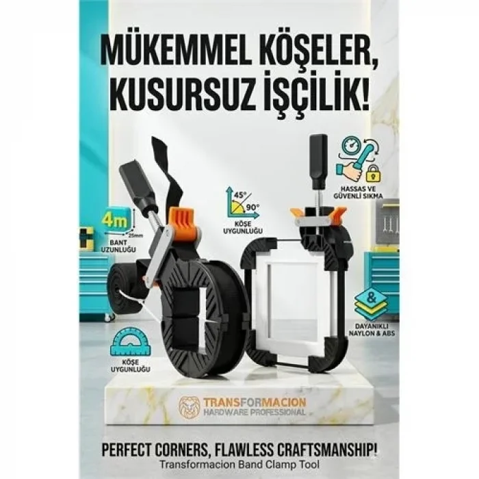 4 Metre Bantlı İşkence - Köşe Sabitleyici Çerçeve Çekçece Ve Mobilya Kelepçesi 723152