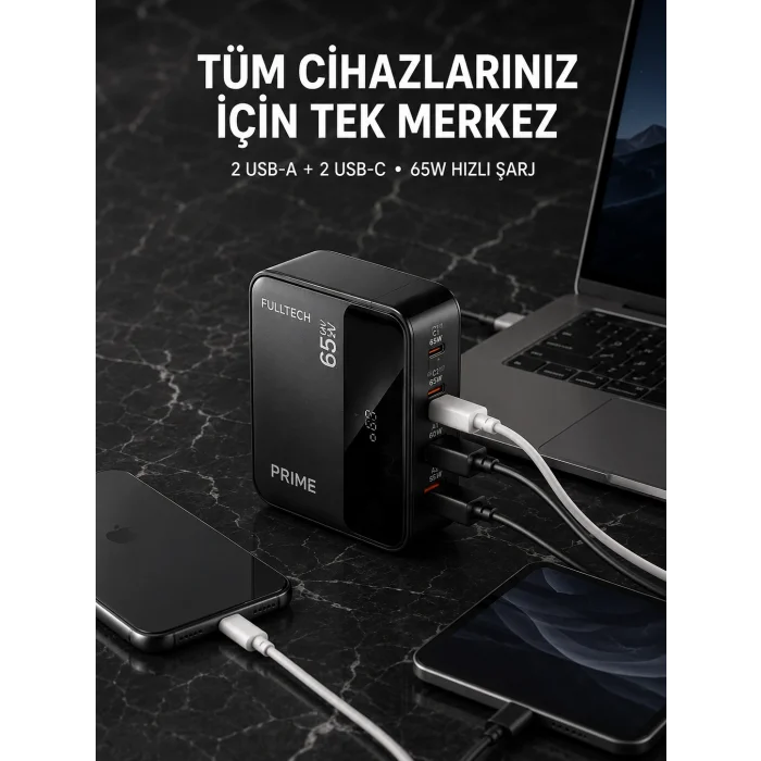 4 Portlu GaN Masaüstü Hızlı Şarj İstasyonu