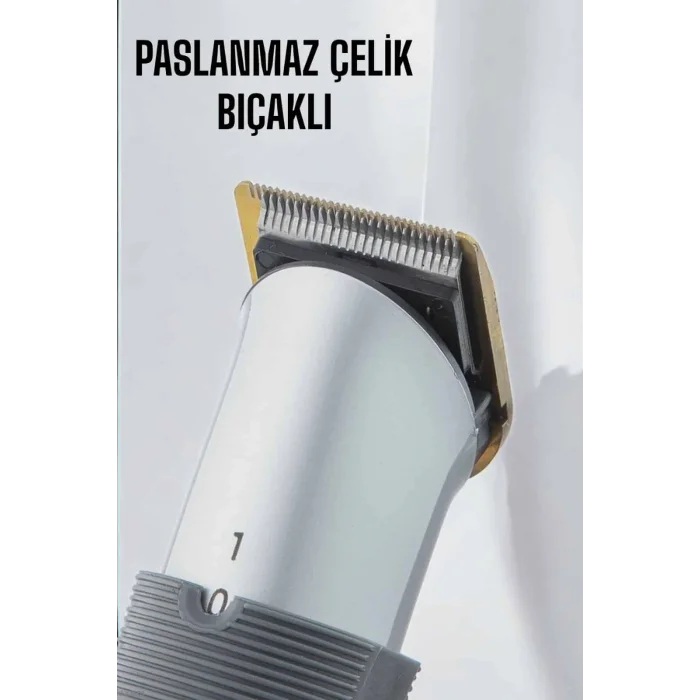 4 Taraklı Profesyonel Şarjlı Saç ve Sakal Kesme Tıraş Makinesi Seti
