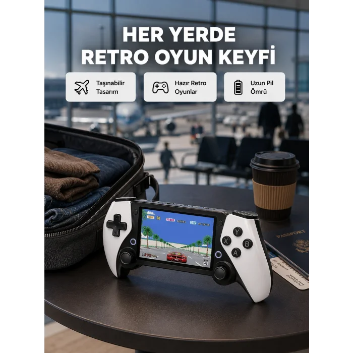4.3 İnç Ekranlı Retro Oyun Konsolu – 64 GB Hafızalı, Şarjlı ve Multimedya Destekli