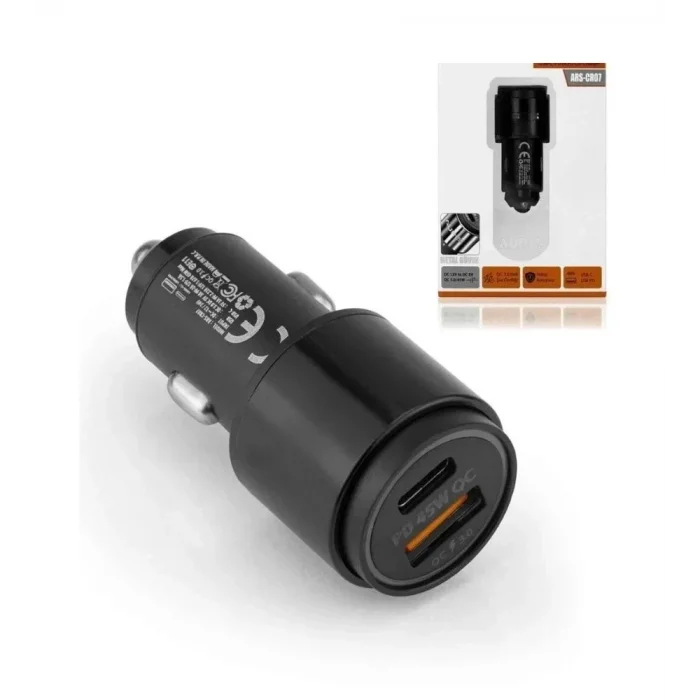 45W PD USB Oto Şarj Kafa Hızlı Şarj Çakmaklık Adaptörü, USBC ve USBA Çıkışlı, iPhone ve Android Uyumlu