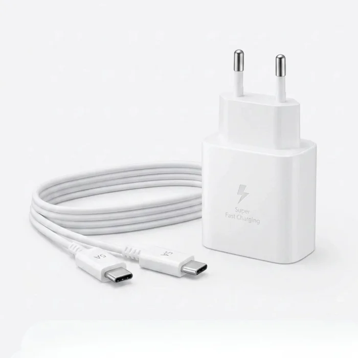 45W Süper Hızlı Şarj Adaptörü USB-C PD 3.0 PPS Fast Charger + 5A Type-C to Type-C Kablo (5047)
