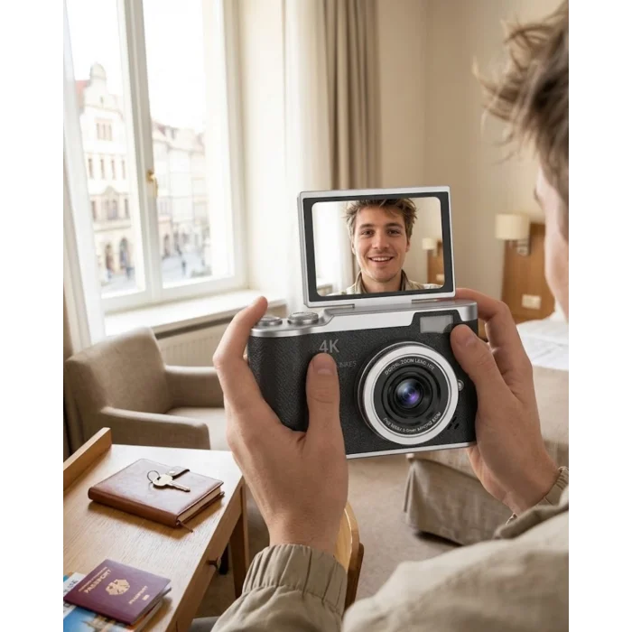 48 MP 4K Dijital Kamera 8X Zoom ve 180 Derece Ekran Yeni Başlayanlar İçin Uygun