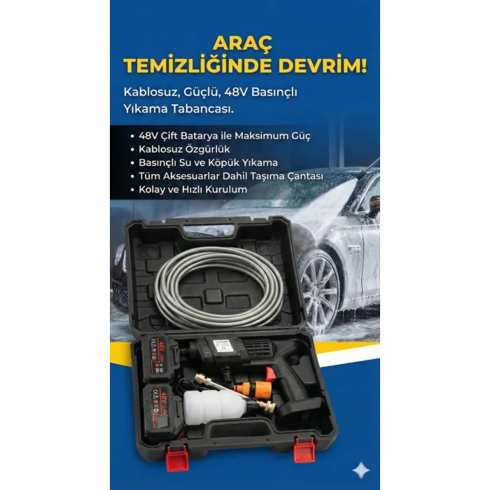 48V Şarjlı Çift Bataryalı Taşınabilir Basınçlı Oto Yı Bahçe Sulama Tabancası