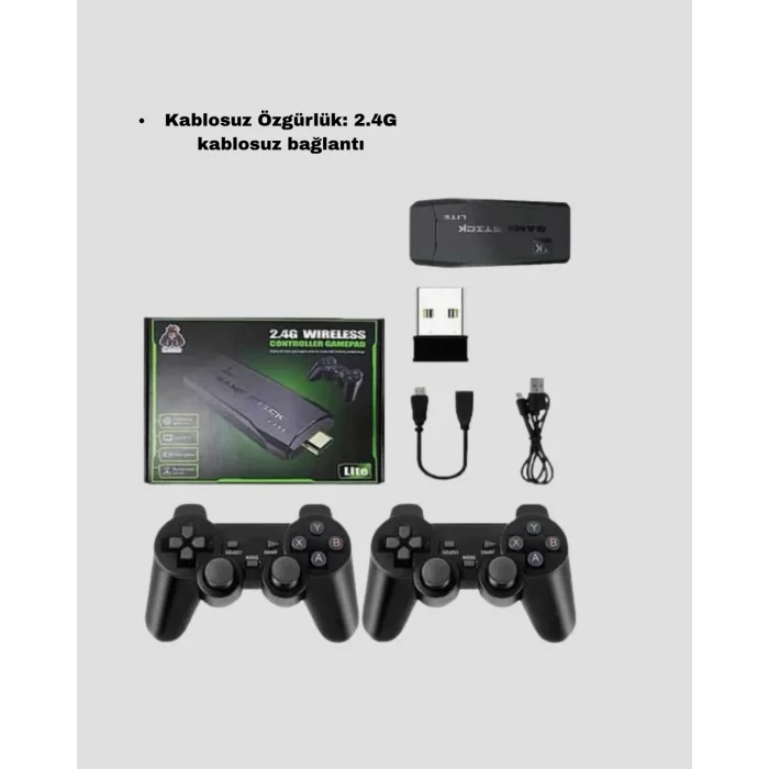 4K Destekli Kablosuz Retro Atari Oyun Konsolu – 20000 Oyun, 2 Kolu