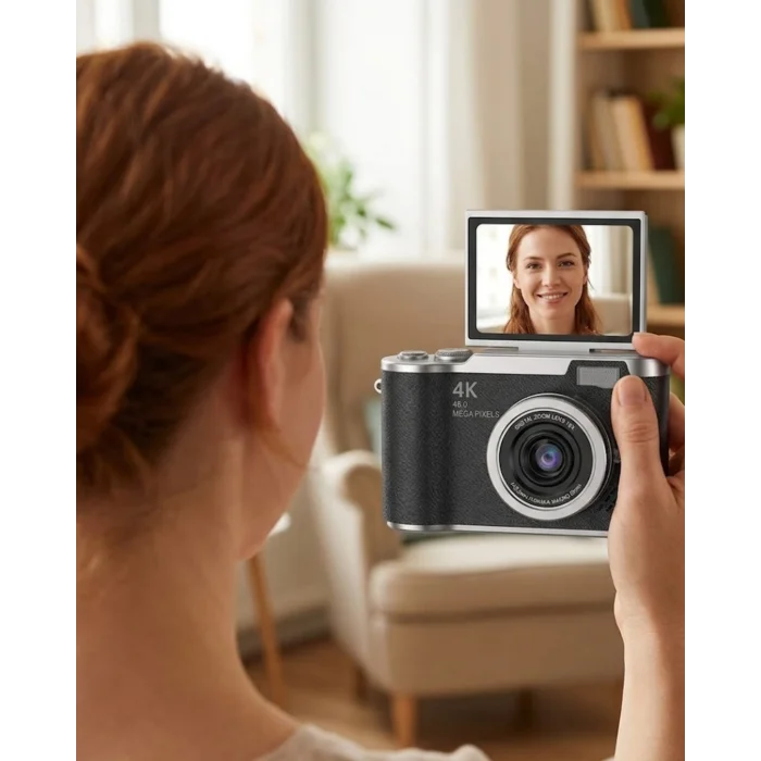 4K Video Çekim Özellikli Dijital Kamera 48 MP 8X Zoom ve 180 Derece Döner Ekranlı