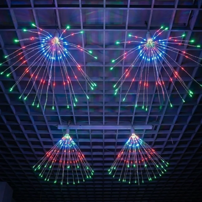 4’lü Açılır LED Işık Seti – 8 Farklı Işık Modlu, Kumandalı, USB Kablolu Renkli Dekoratif Fiber LED Lamba (5047)