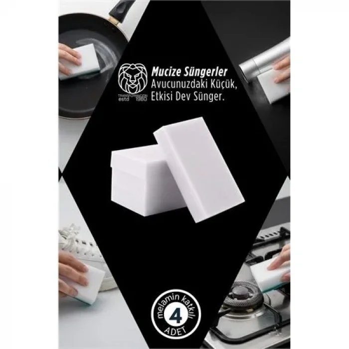 4’lü Melamin Katkılı Ultra Güçlü Mucize Leke Silici Sünger Seti 722894
