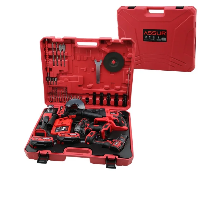 4PCS USTA ELEKTRİKLİ ALET SETİ ŞARJLI=21V MATKAP - VİDALAMA - SPRAL TAŞLAMA - SOMUN PLASTİK ÇANTALI ASR-1122 (5047)