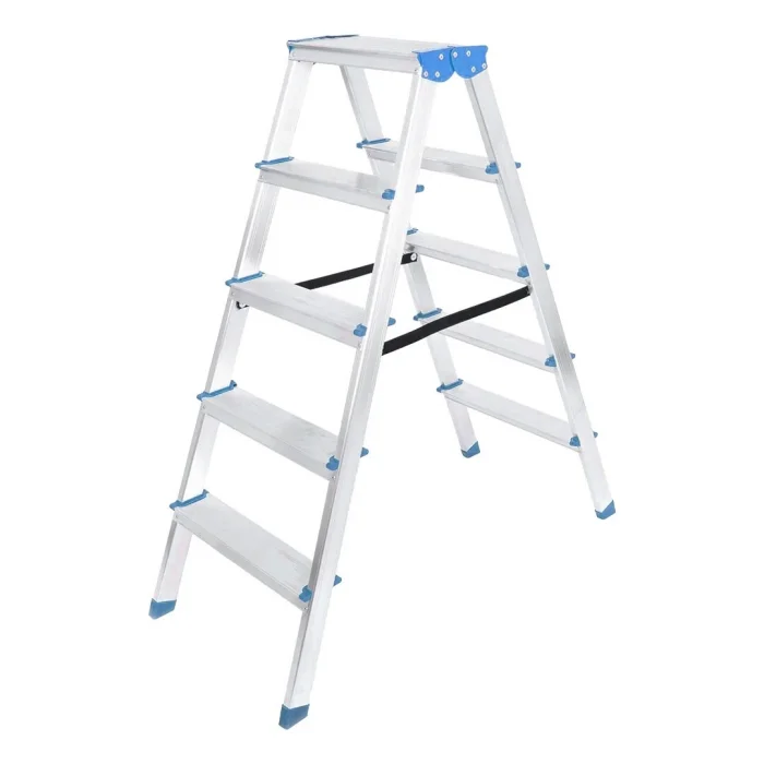 5+5 ÇİFT BASAMAKLI ALÜMİNYUM METAL MERDİVEN YÜKSEKLİK = 115CM BAŞ GENİŞLİK = 8CM (5047)