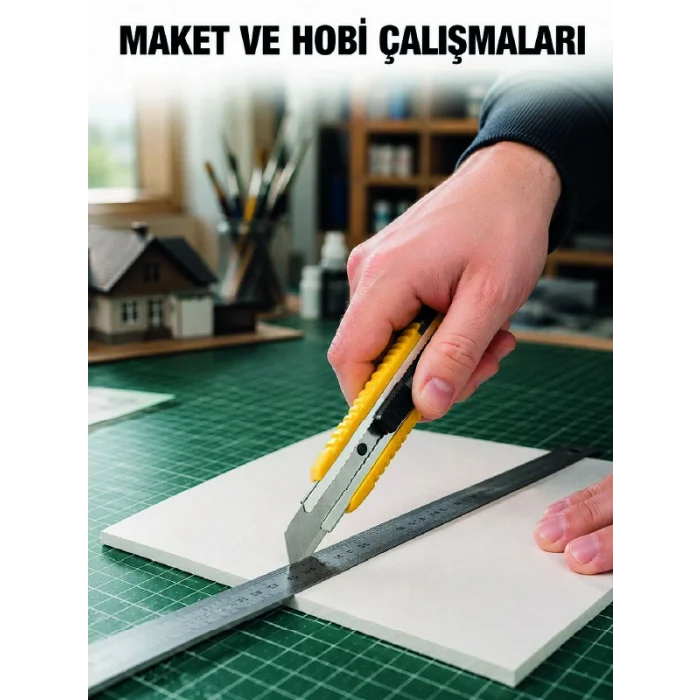 5 Adet Metal Falçata Seti Ergonomik Saplı Çelik Maket Bıçağı Koli Ambalaj PVC Kesici