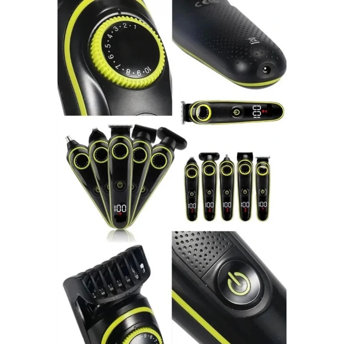 5 Başlıklı Şarjlı Tıraş Makinesi Kablosuz Saç Sakal Burun Tıraşına Uygun