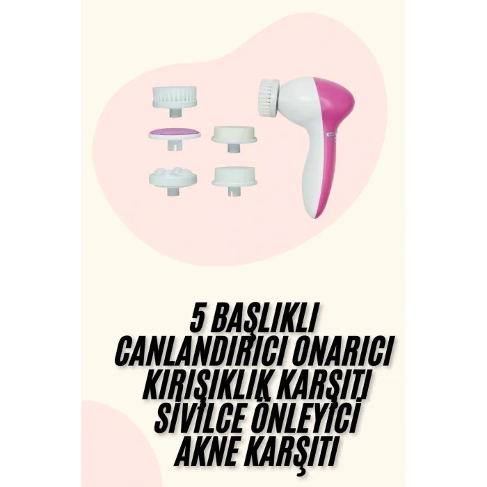 5 Başlıklı Titreşimli Cilt Temizleme Seti Canlandırıcı ve Onarıcı