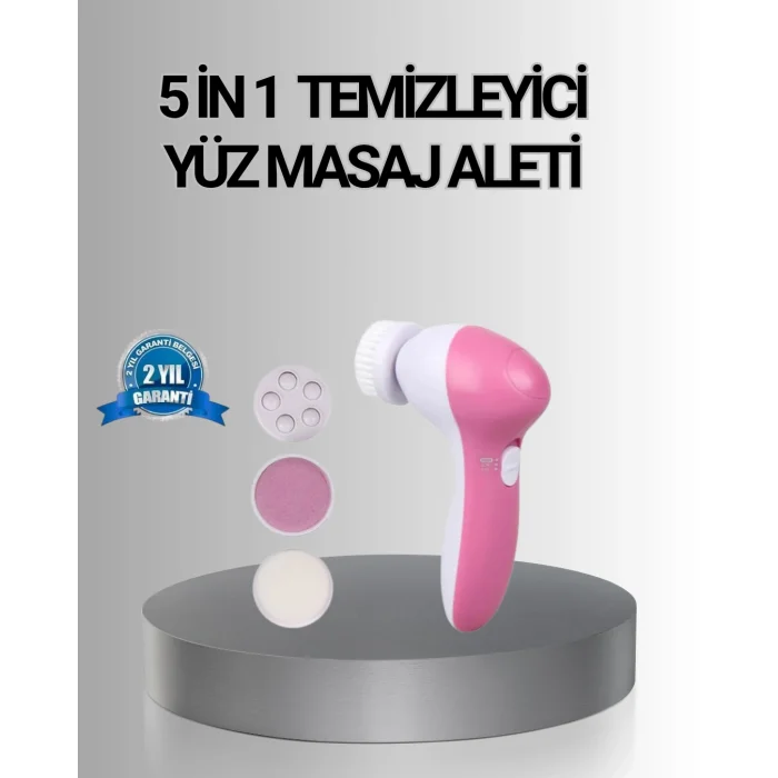 5 Başlıklı Yüz Masaj Aleti – Cilt Temizleme, Peeling, Siyah Nokta ve Gözenek Bakımı