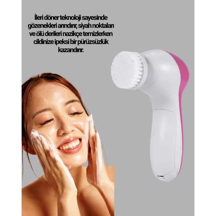 5 Başlıklı Yüz Masaj Aleti – Cilt Temizleme, Peeling, Siyah Nokta ve Gözenek Bakımı