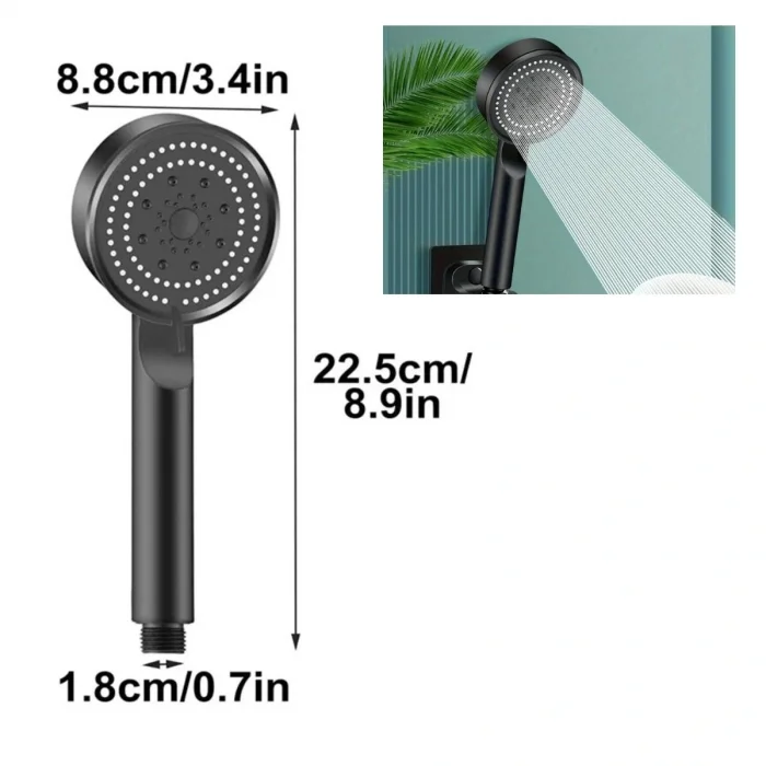 5 Fonksiyonlu Yüksek Basınçlı Ayarlanabilir Siyah Duş Başlığı (5047)