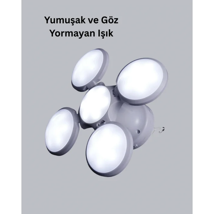 5 Kanatlı Solar Kamp Lambası – USB Şarjlı, Taşınabilir, IP65 Su Geçirmez Bahçe Lambası