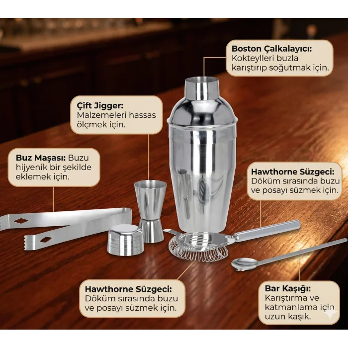 5 Parça Kokteyl Hazırlama Seti 550 Ml