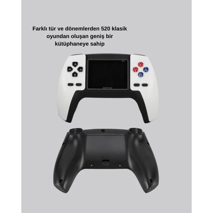 520 Klasik Oyunlu P5™ ControllerView Retro Konsol – Şarjlı, AV Giriş Destekli, Ergonomik Tasarım