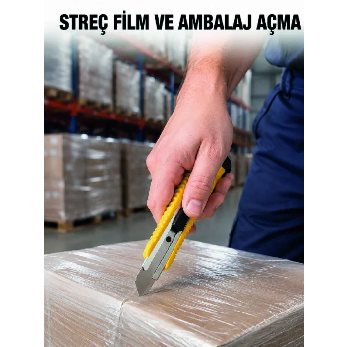 5’li Metal Falçata Seti Profesyonel Maket Bıçağı Kesici Falçata Sarı Ergonomik Saplı