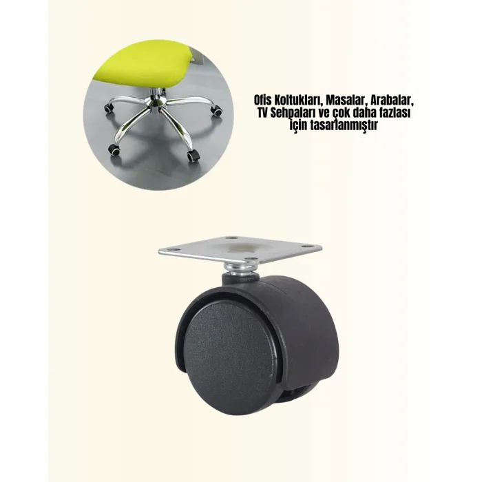 6 cm Kilitsiz Masa Ayağı Tekerleği 4’lü Set Çok Amaçlı