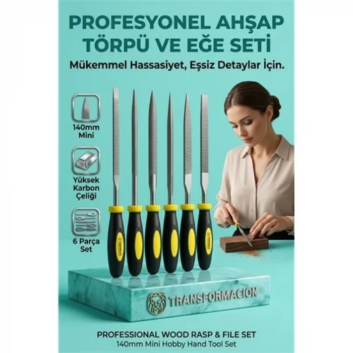 6lı Ahşap Törpü Eğe Seti | 140mm Hobi Modelci El Törpüsü Takımı 723188