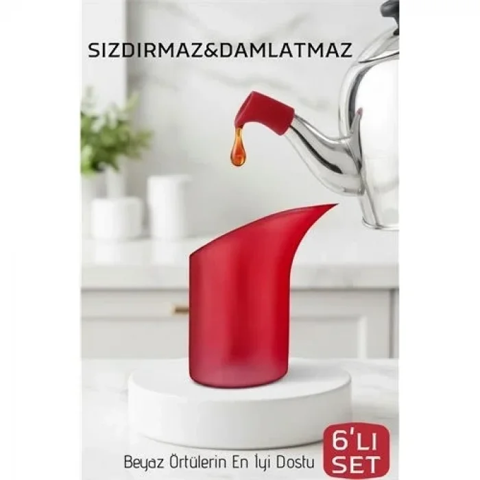 6lı Sızdırmaz Silikon Çaydanlık Ucu Aparatı - Damlatma Önleyici Akıllı Emzik Başlığı - Isıya Dayanıklı