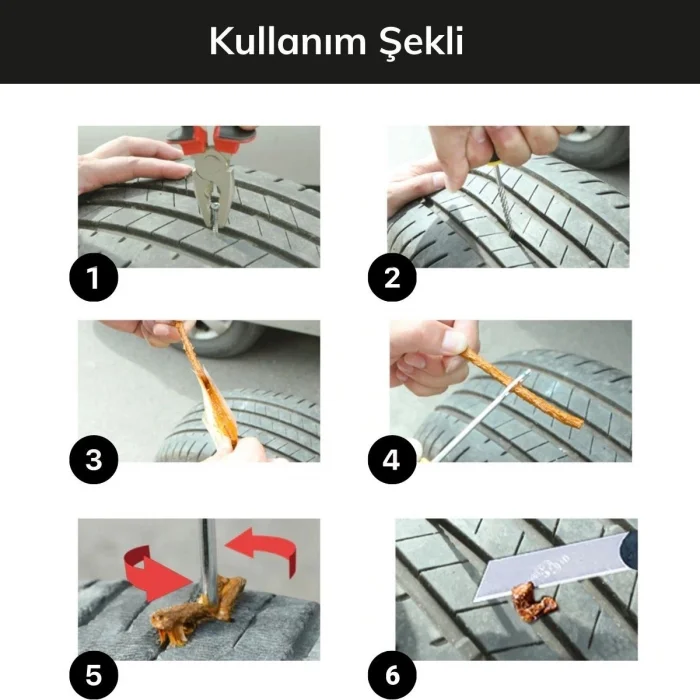 6 Parça Araba Motosiklet Otomobil Bisiklet Lastik Tamir Kiti Araç Bakım Seti (5047)