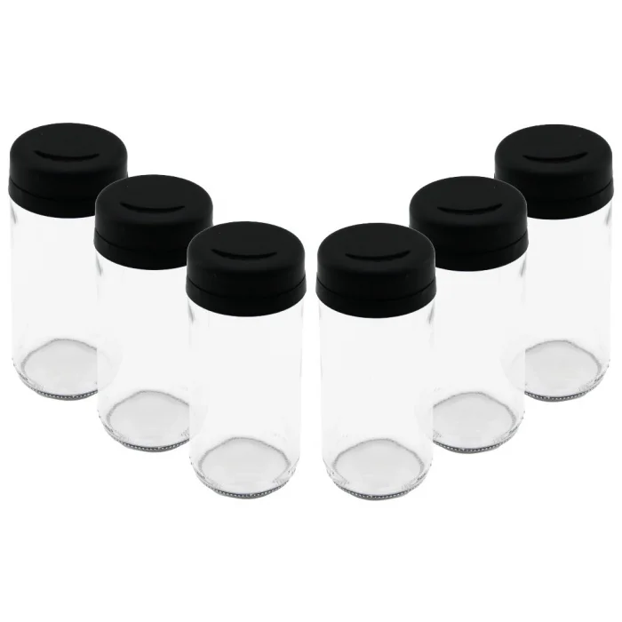6 PARÇA CAM BAHARATLIK TUZLUK PLASTİK KAPAK 225 ML