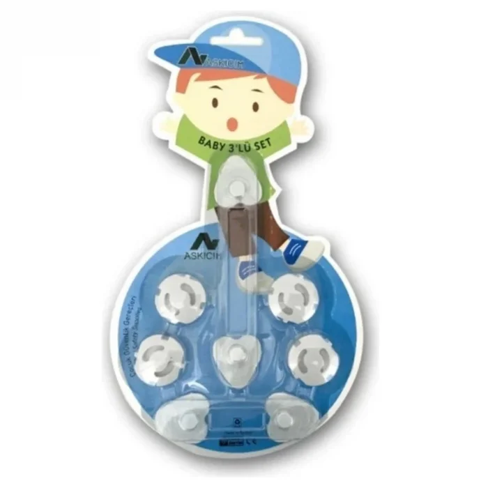 6 Parça Çocuk Güvenlik 3'lü Seti-2 Boy Çekmece,Dolap Kilidi ve 4 Adet Priz İçi Güvenlik Düğmesi (5047)