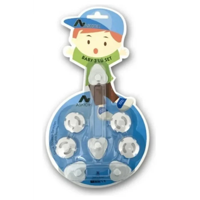 6 Parça Çocuk Güvenlik 3'lü Seti-2 Boy Çekmece,Dolap Kilidi ve 4 Adet Priz İçi Güvenlik Düğmesi (5047)