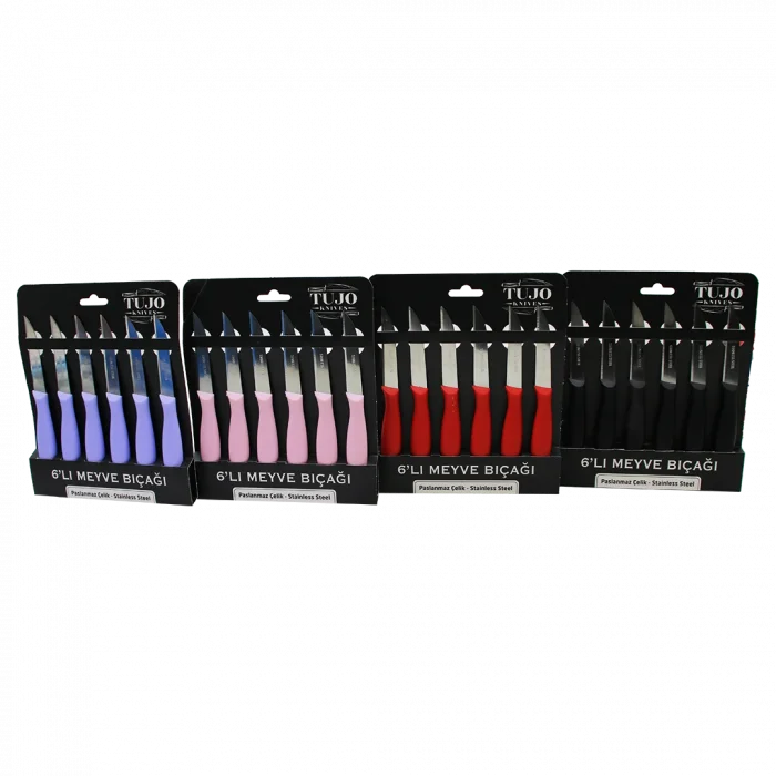 6 PARÇA  MEYVE BIÇAK RENKLİ PLASTİK SAPLI (5047)