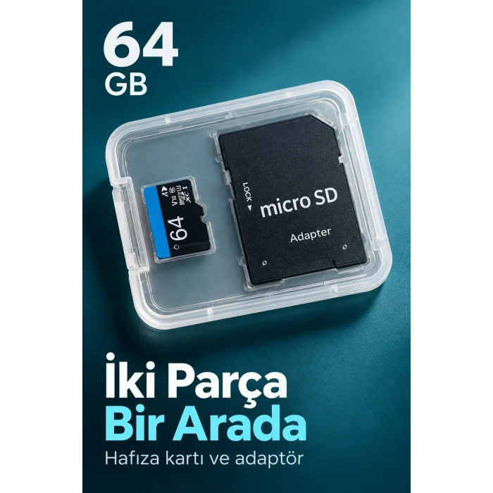 64 GB Micro SD Hafıza Kartı ve Adaptör