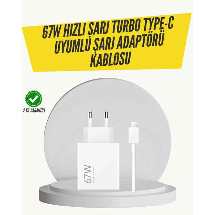 67W Turbo Hızlı Şarj Adaptörü ve Type-C Kablo Güvenli Şarj Teknolojisi