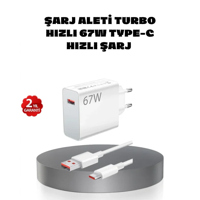 67W Turbo Type-C Hızlı Şarj Adaptörü – Akıllı Koruma Çipli, Hızlı Şarj Destekli