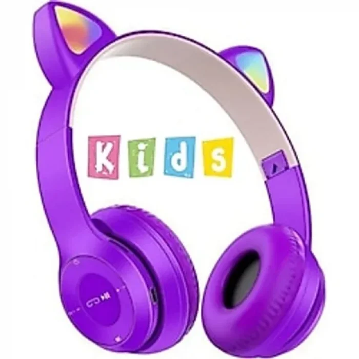 Kablosuz RGB Çocuk Kulaklık Mor Renk (0177)