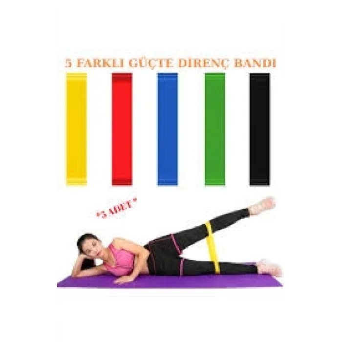 3 lü Pilates Bandı 1200 mm x 150 mm Egzersiz Direnç Lastiği (Uç Kısmı Açık) (0177)