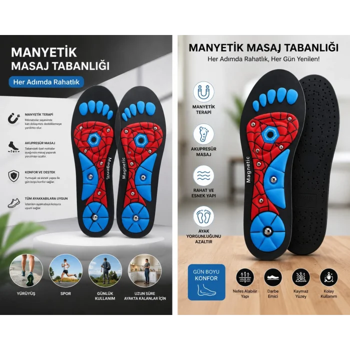 Manyetik Akapunktur Etkili Ayakkabı Tabanı M Beden 40-42 numara (0177)