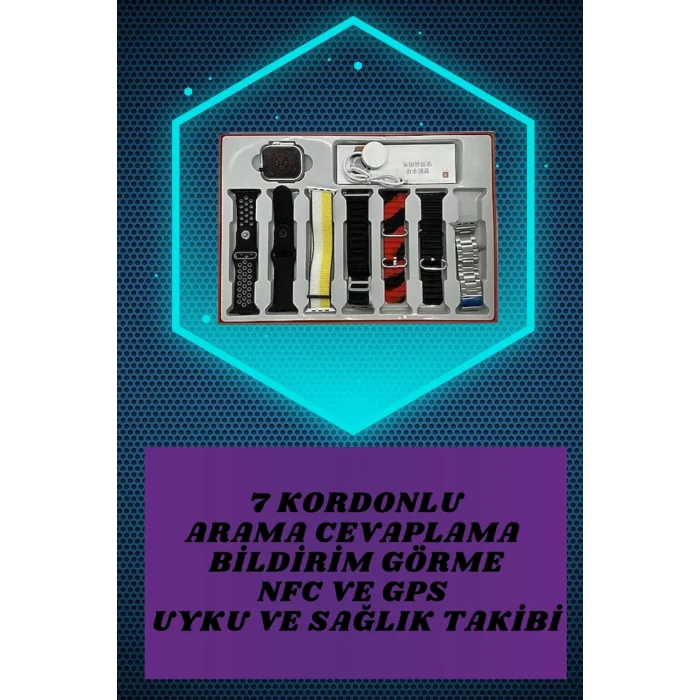 7 Kordonlu Akıllı Saat Ve Aynalı Bluetooth Kulaklık Powerbank Dijital Göstergeli