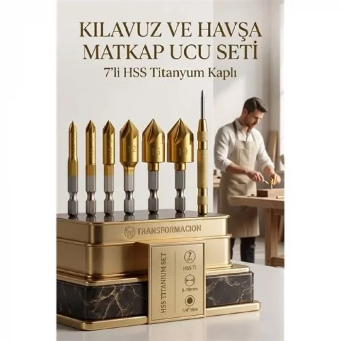 7li Profesyonel Havşa Matkap Ucu Seti - Hss Titanyum Kaplı Ve Otomatik Nokta Zımba 722454