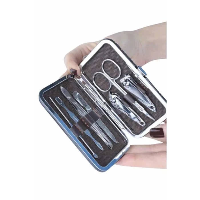 7 Parça Paslanmaz Çelik Manikür ve Pedikür Seti Çantalı Profesyonel