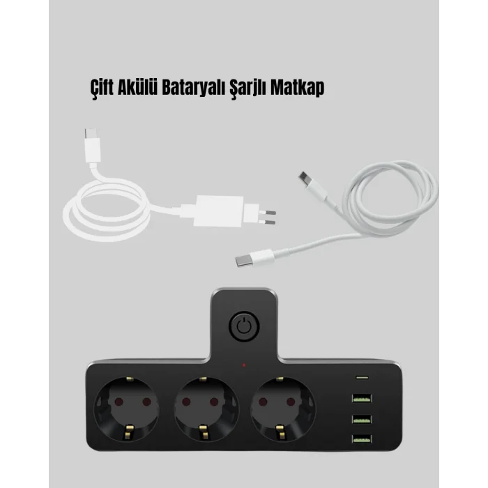 7 Portlu Çoklu Priz USB ve Type-C Girişli Akıllı Güç Ünitesi