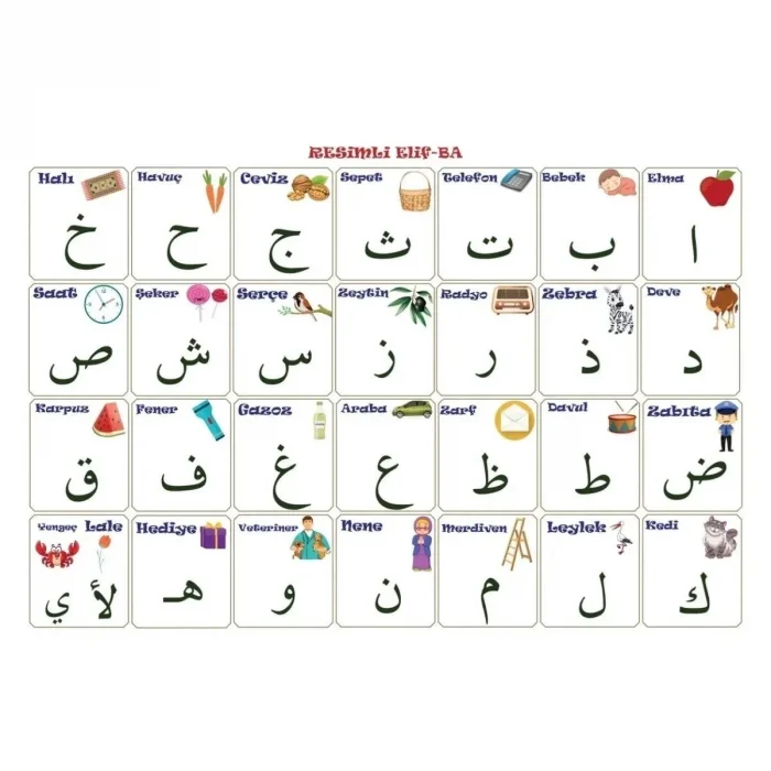 70x100 cm Statik Kağıt Elif-Ba Öğrenme Tahtası
