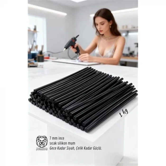 7mm Profesyonel Seri Ultra Güçlü İnce Siyah Sıcak Silikon 1 Kg