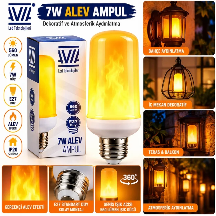 7W E27 ALEV AMPUL LAMBA 560 LÜMEN IP20 (5047)